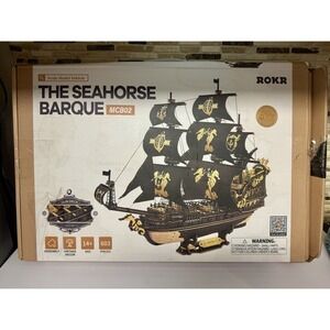 ROBOTIME 3D Wooden Puzzle The Seahorse Barque Ship Model Building Toys DIY Gift